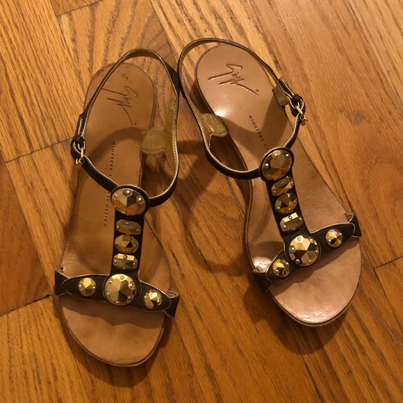 Giuseppe Zanotti Shoes - Giuseppe Zanotti Design Brown Jeweled Sandals